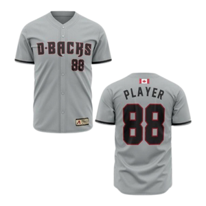 Gray baseball jersey with 'D-Backs' and number '88', displayed front and back.