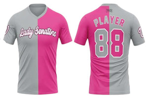 Elite V-Neck T-Shirt | Pink & Grey
