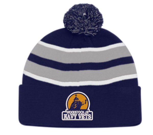 Pom-Pom Beanie | Navy/Silver