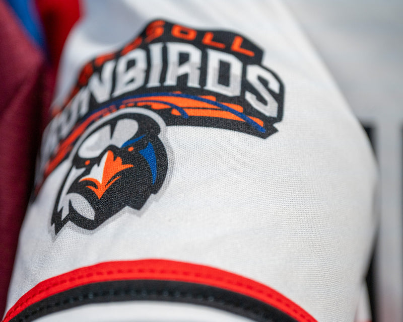 Close-up of a sublimated baseball jersey