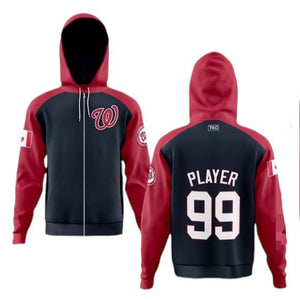 Elite Full Zip Hoodie | Navy with Red Arms