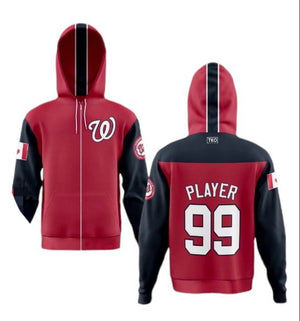 Elite Full Zip Hoodie | Red with Navy Arms