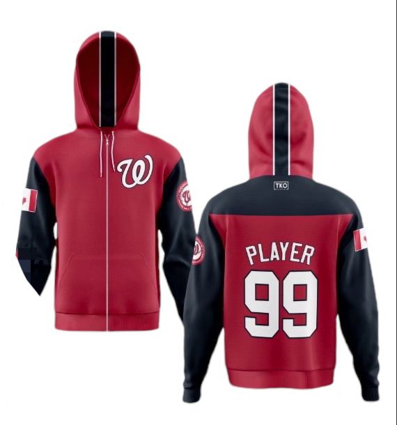 Elite Full Zip Hoodie | Red with Navy Arms